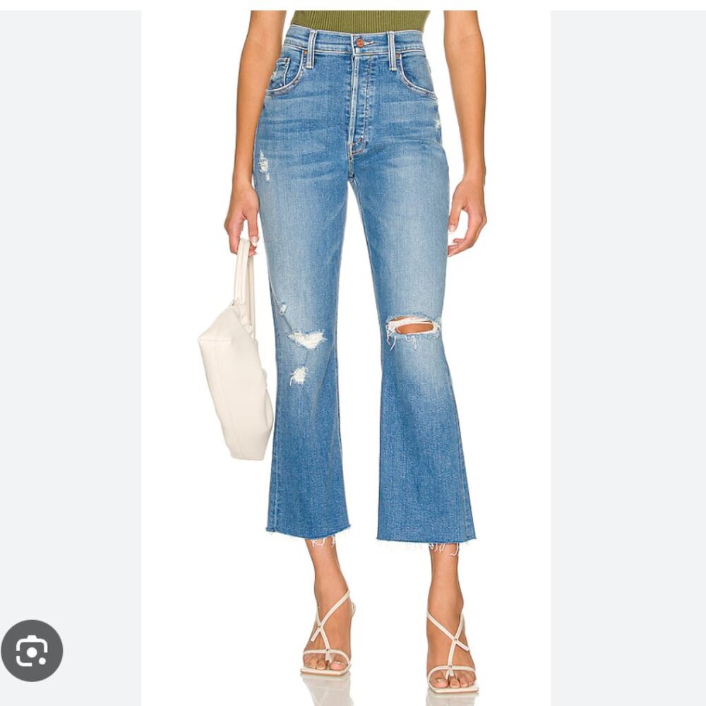 MOTHER The Tripper Ankle Fray Straight Leg Distressed‎ Button Fly Sz 27